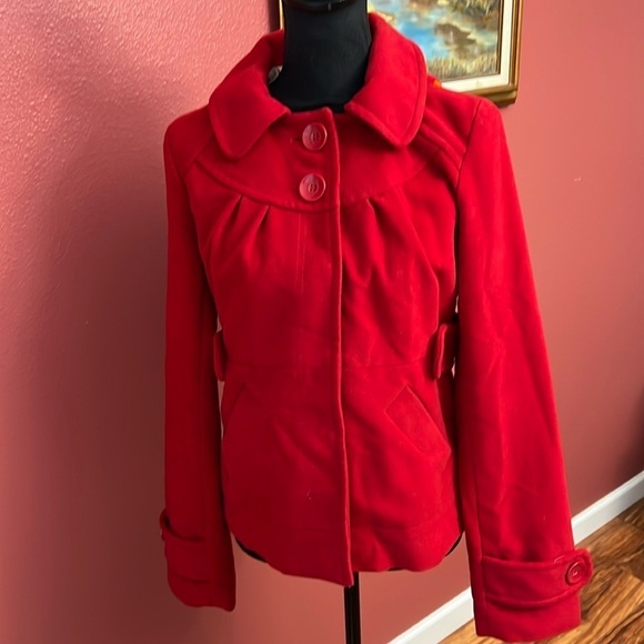 Tulle Jackets & Blazers - Anthropologie Tulle Short Red Pea Coat